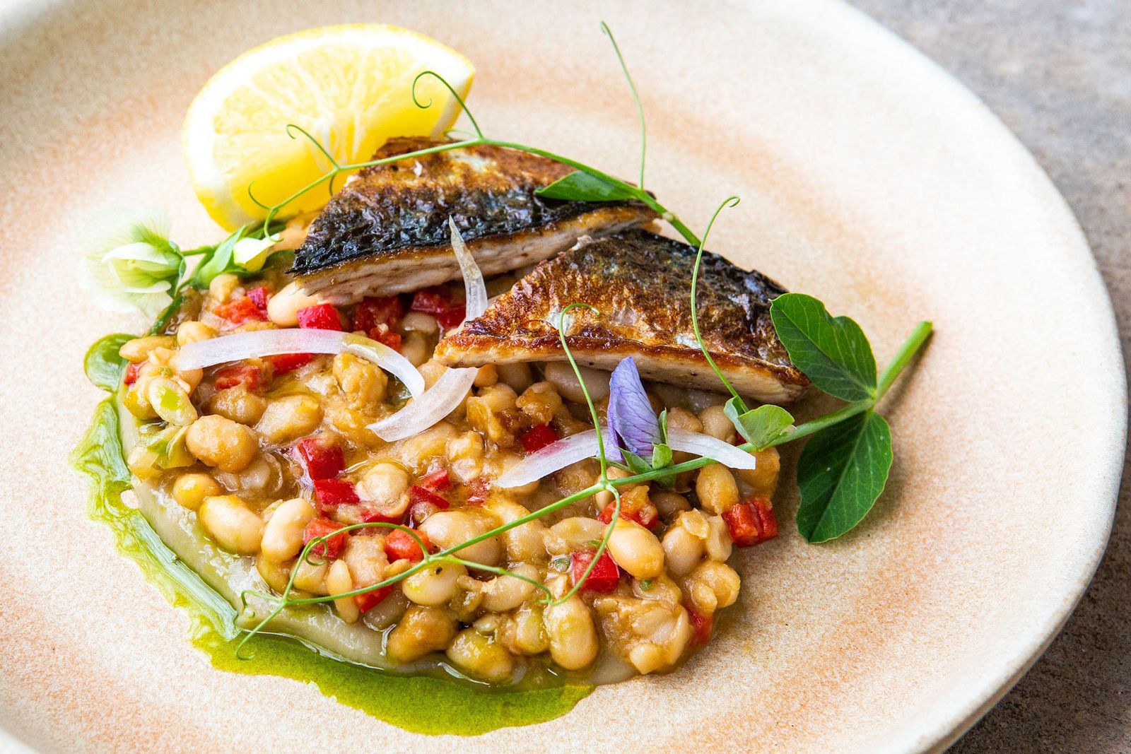 Tepary Beans with PanFried Pacific Mackerel Edible San Diego Recipe